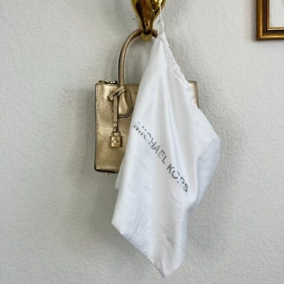 Michael Kors Mercer Leather Tote in Metallic Gold - Picture 3 of 14